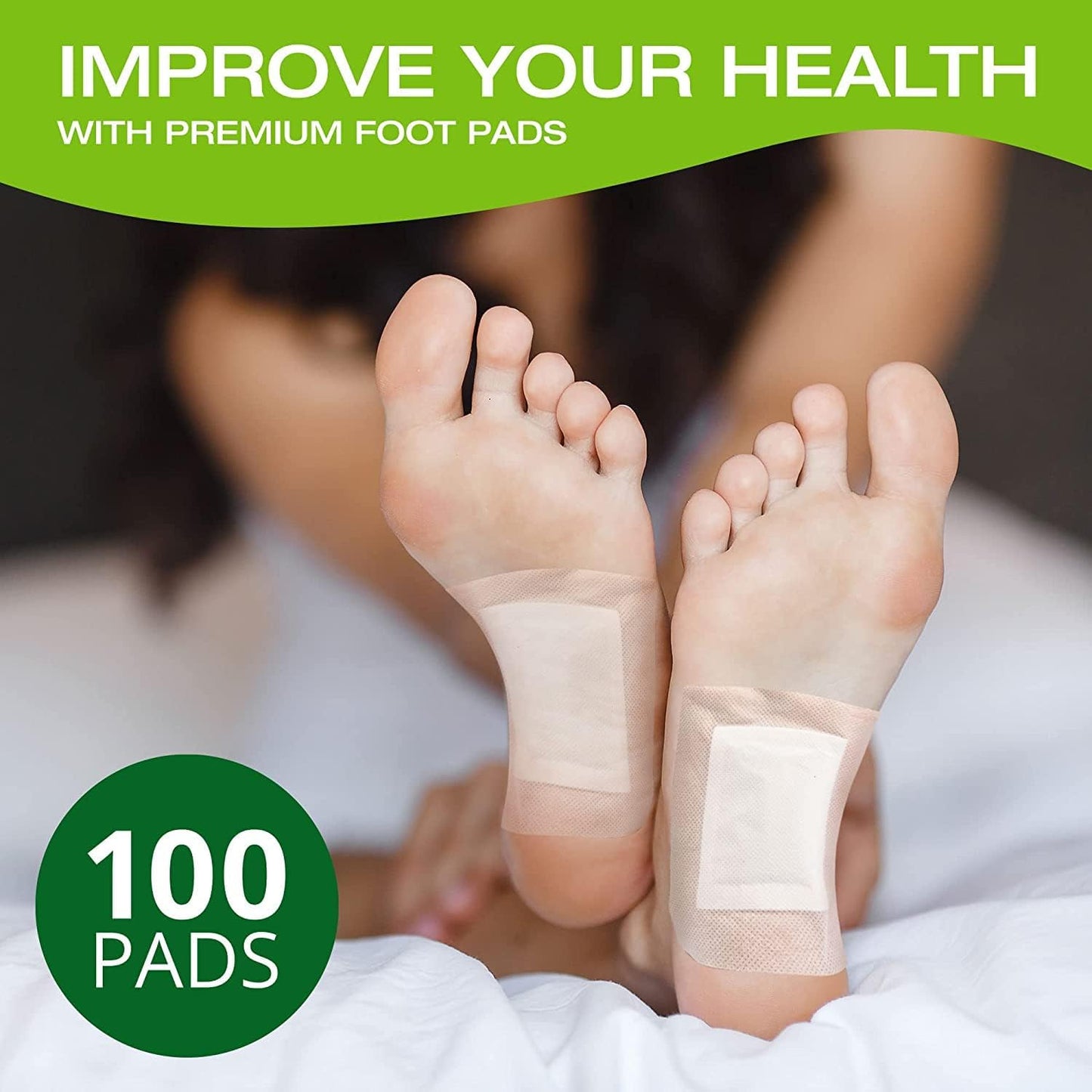 AOSORW Natural Herbal Foot Pads - 100 Pack Ginger Oil & Bamboo Charcoal Premium Foot Care Patches - Relieves Stress and Fatigue - Improves Sleep and Supports Body Cleansing