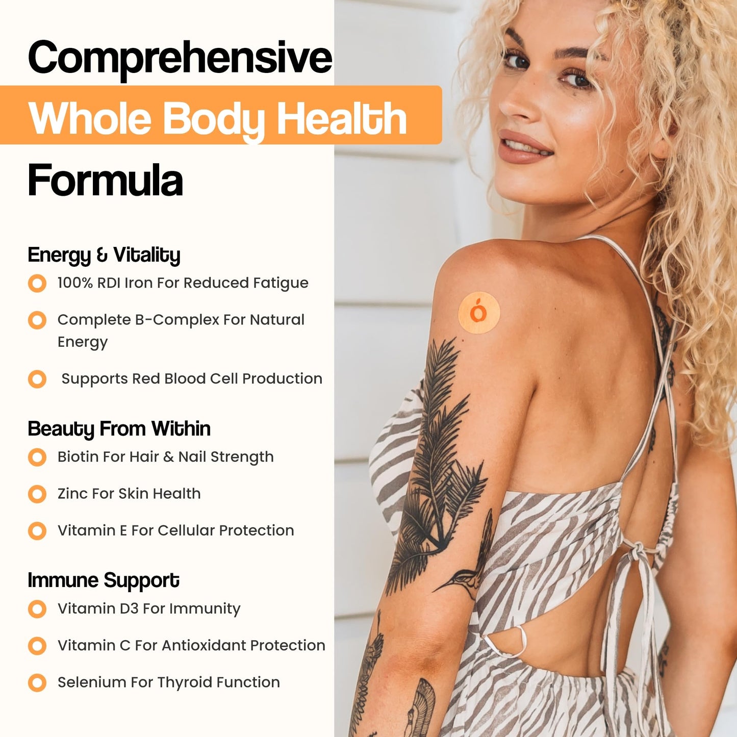 MULTIVITAMIN for Women | Womens Multivitamin Patches with Iron & Biotin, RDI Iron + 26 Essential Daily Vitamins & Minerals, No Nausea, 8-Hour Time-Release Women's Vitamins for Better Absorption