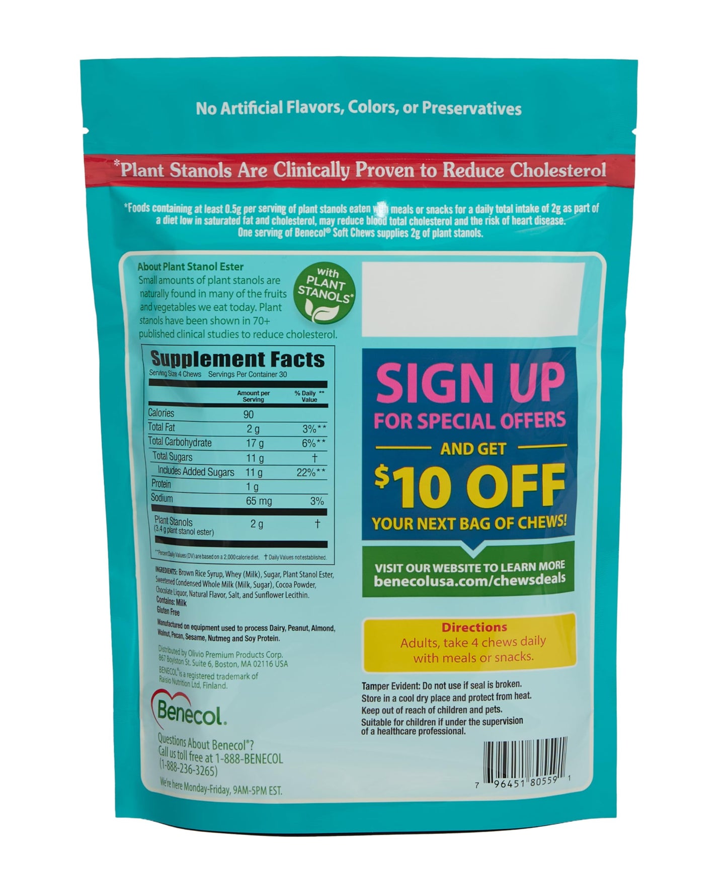 Benecol® Soft Chews - Made with Clinically Proven Cholesterol-Lowering Plant Stanols - Cholesterol Management Supplement (120 Chocolate Chews)